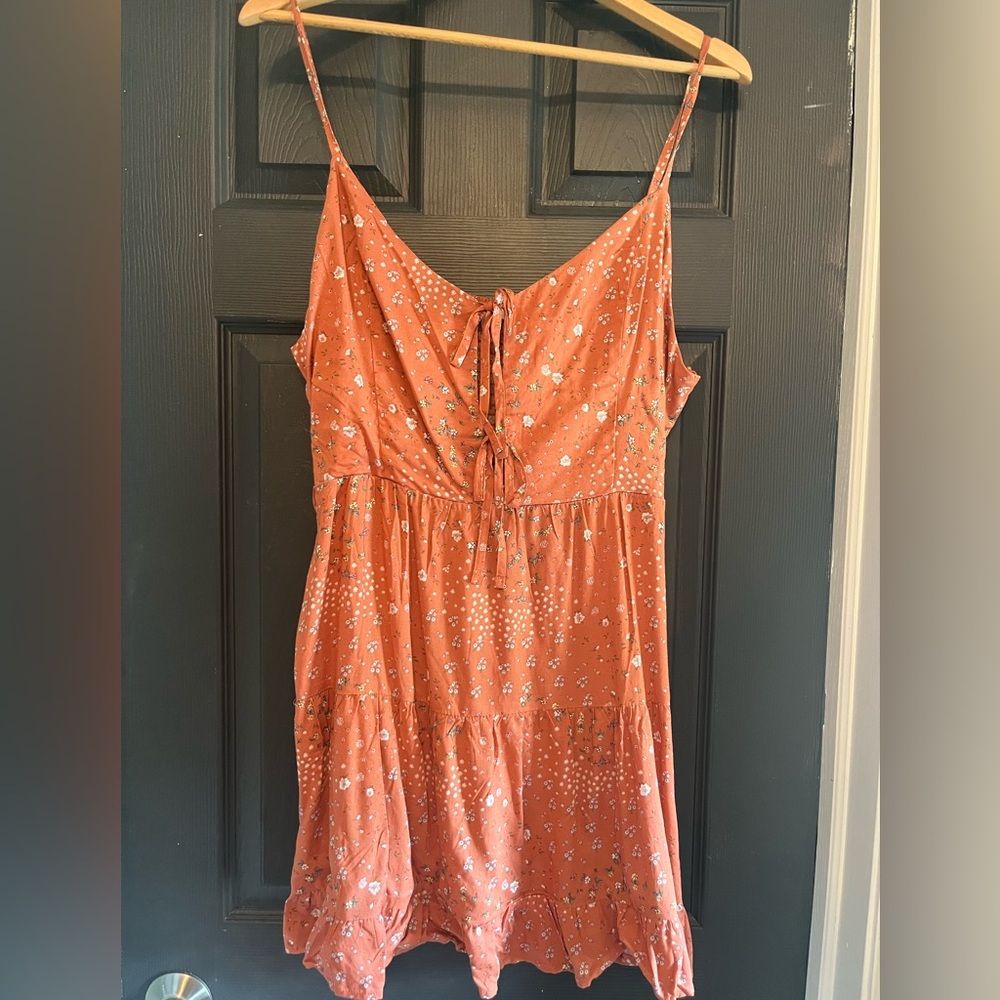 Aeropostale Rust Floral Smocked Dress